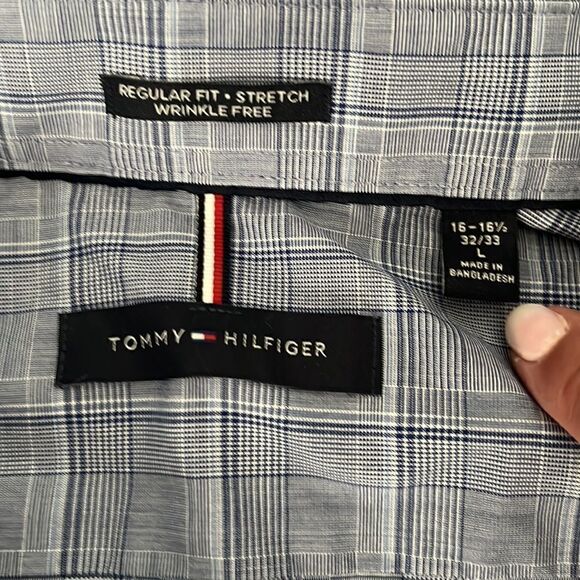 Tommy Hilfiger - Blue Plaid Button Up - Dress Shirt - L - Picture 3 of 4